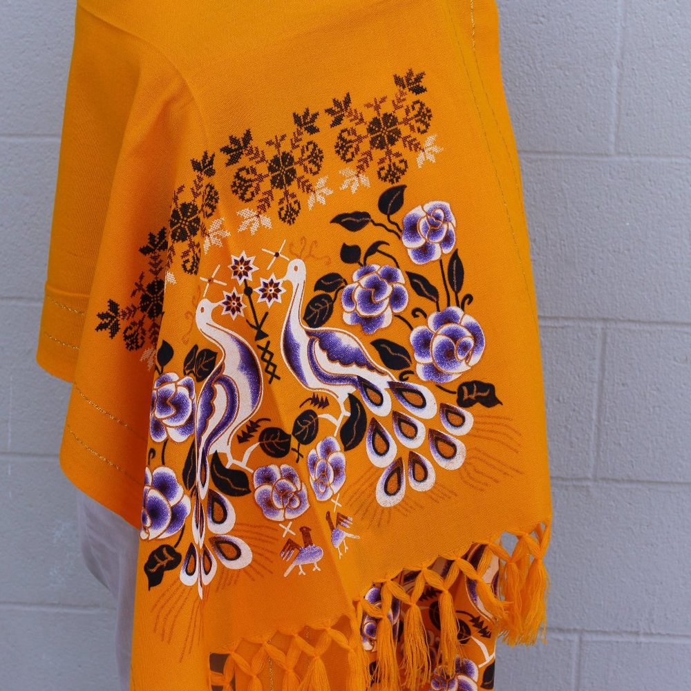 Peacock Shawl Hand Made Rebozo Pavo Real